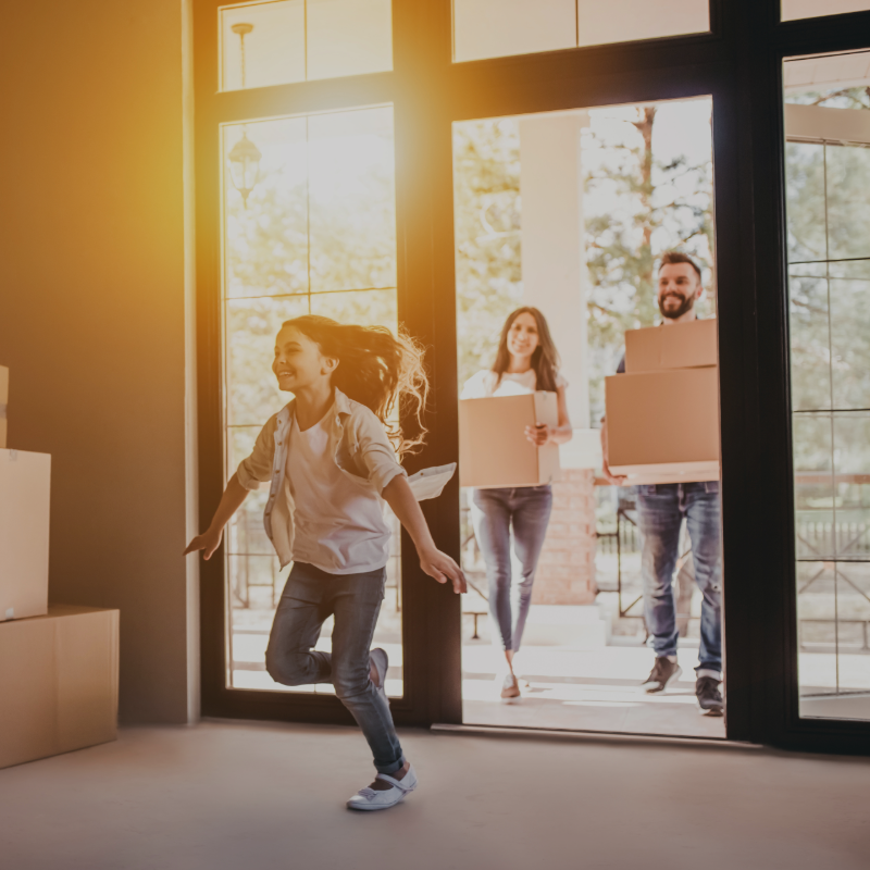 happy family moving in
